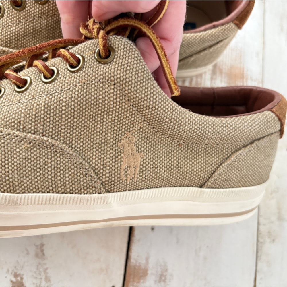 POLO Ralph Lauren Vaughn burlap suede sneakers preppy academia casual boat shoes - Picture 12 of 15